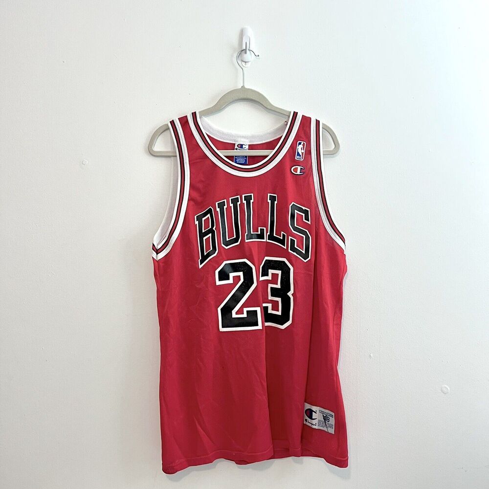 1990s Champion Chicago Bulls Jordan MJ #23 Blank Misprint Error Jersey Rare L 48